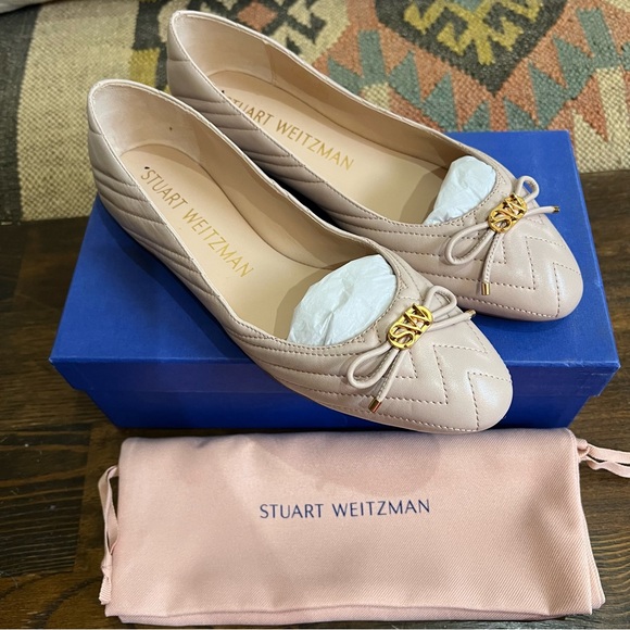 STUART WEITZMAN Hillia In Latte Light Beige Nappa Quilted Leather US10 AA - Picture 3 of 17